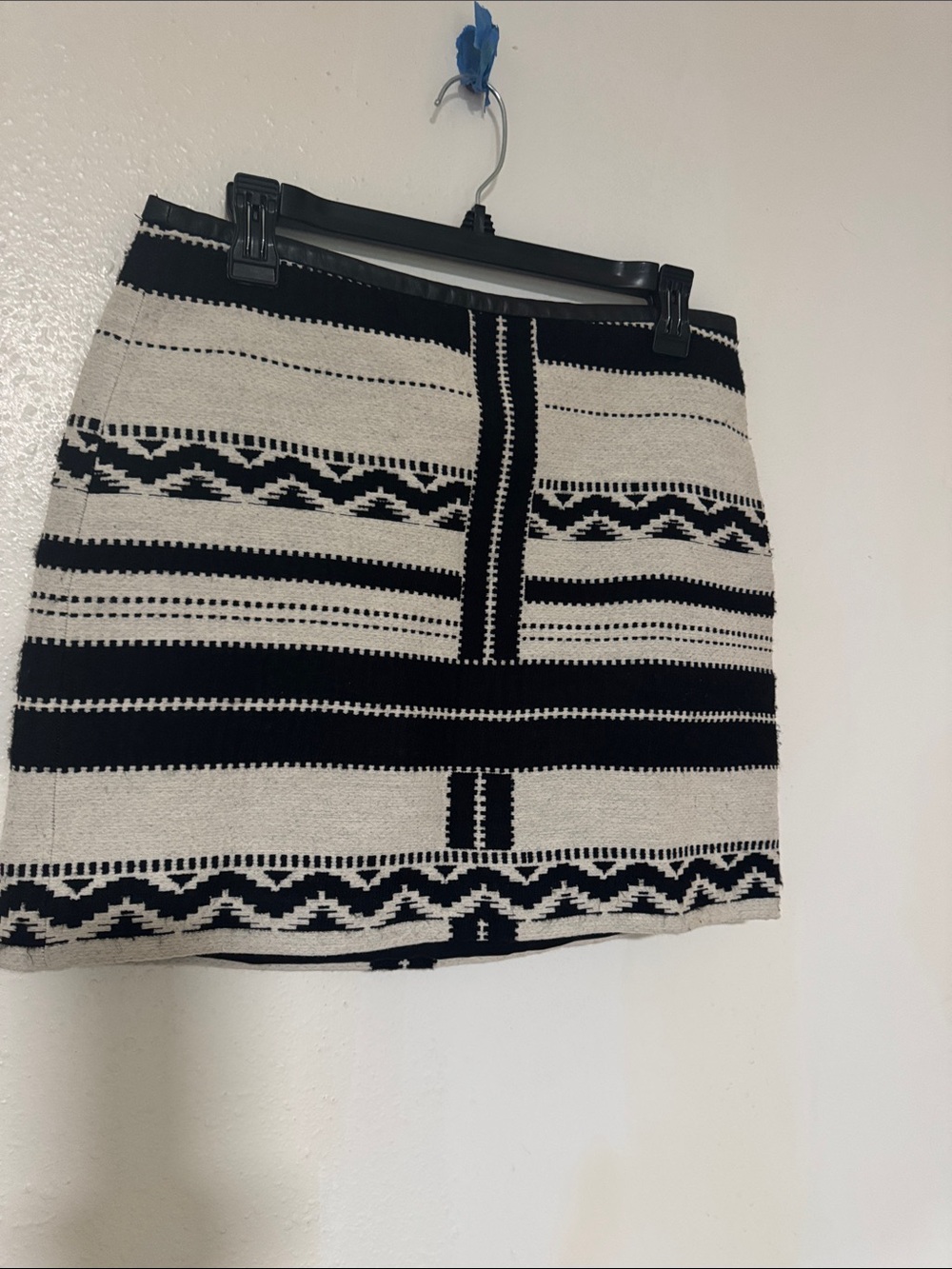 Madewell Black and Cream Patterned Mini Skirt
